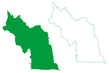 Jussiape municipality (Bahia state, Municipalities of Brazil, Federative Republic of Brazil) map vector illustration, scribble sketch Jussiape map