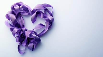 A purple paper heart crafted from cut-up paper, with a sentimental message.