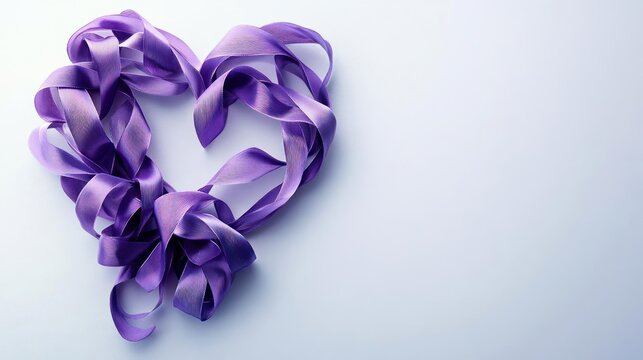 A purple paper heart crafted from cut-up paper, with a sentimental message.
