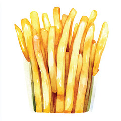 French fries watercolor clipart illustration