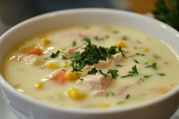 Corn chicken and potato chowder
