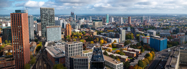 Panoramic aerial image of Birmingham England.  © bardhok