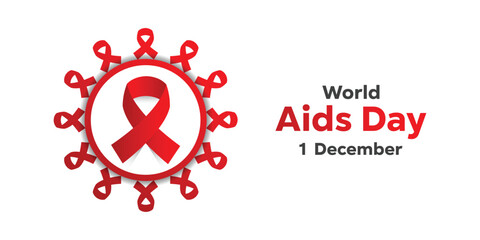 World Aids Day. Red ribbon. Great for cards, banners, posters, social media and more. White background.