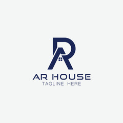 home logo design, the letter "AR" is designed to be a symbol or Icon of the house vector, Real estate. Minimal letter RA, AR or R real estate house logo template.
