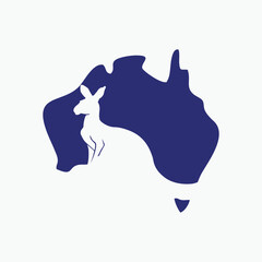 kangaroo map of australia logo design element vector template