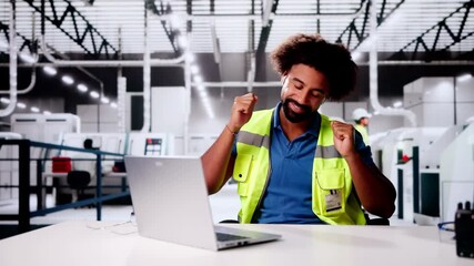 Plant Worker Listening Music At Work