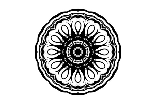 black and white mandala design on white clip art preview