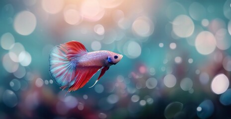 Red And Blue Betta Fish In Water