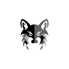 wolf face logo design template on white background