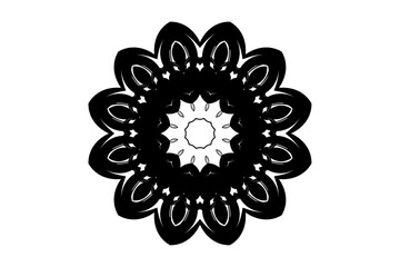Intricate mandala-like artwork in black and white, evoking harmony and mindfulness
