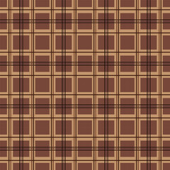 Plaid with twill weave repeat pattern.Gingham seamless pattern in brown.Checkered tartan Geometric graphic vector illustration background design for fabric and print.