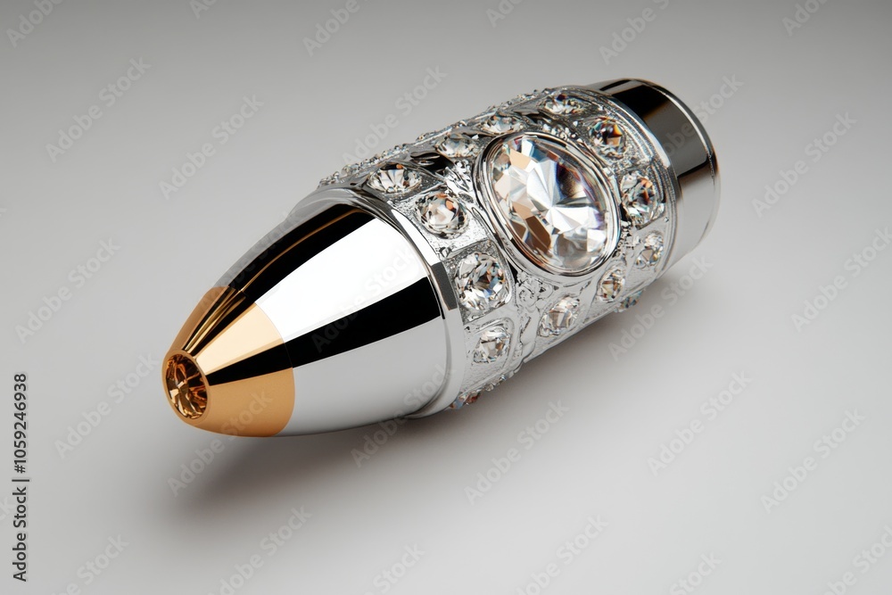 Poster 2D illustration of a bullet with soft shading and clean lines on a white background, capturing the essential shape and detail, symbolizing simplicity and clarity