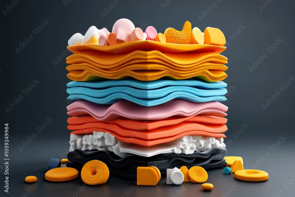 Poster Digital 3D illustration of a data quality screen with layers of organized, color-coded entries, capturing the depth and attention to detail in data management, symbolizing order and reliability