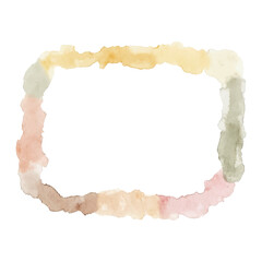 A soft, rectangular watercolor frame in earthy tones of brown, beige, and green, creating a natural and organic border