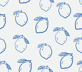 Seamless pattern of hand-drawn limes. Line art. Vector illustration.