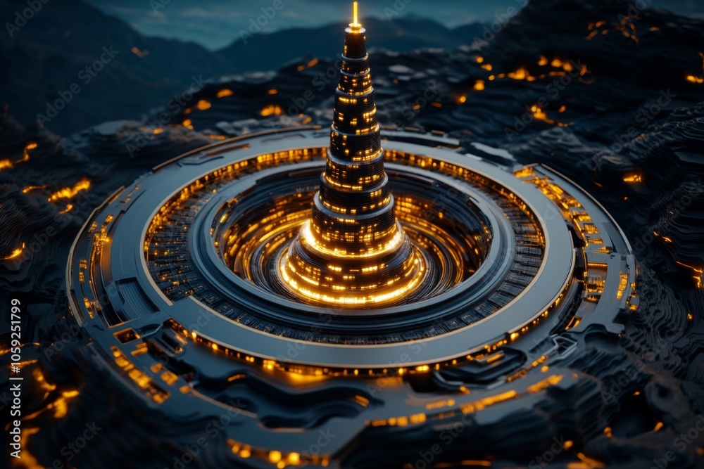 Poster Futuristic holographic data warehouse interface with layered sections, capturing the advanced, structured organization of data storage, symbolizing innovation and clarity