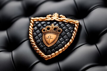 Honor badge with embossed text on a leather background, capturing the formal and prestigious aspects of corporate recognition, symbolizing achievement and respect