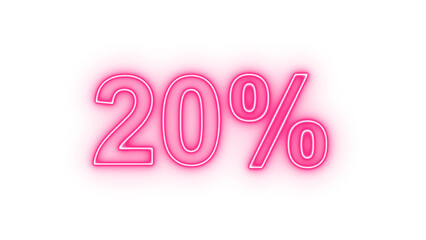 20 percent off sale discount png. Up to 20% off neon light sign.