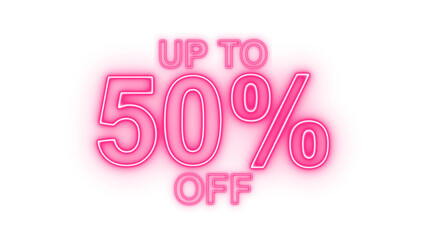 50 percent off sale discount png. Up to 50% off neon light sign.