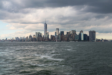 Naklejka premium cityscape panorama of Manhattan Financial District and Lower Manhattan, New York City, USA