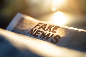 Fototapeta premium A printed newspaper with a Fake News headline