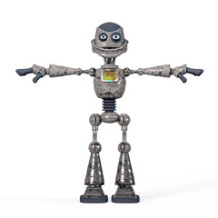 rusty cartoon robot in white background