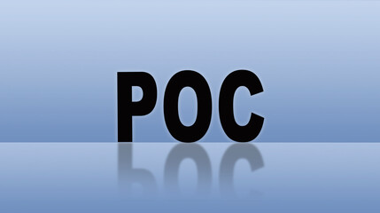 poc is an abbreviation on a blue background with letters. business concept