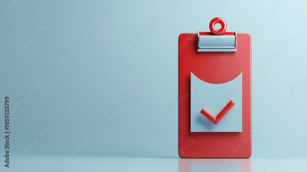 Poster A modern checklist on a red clipboard symbolizing completion and organization