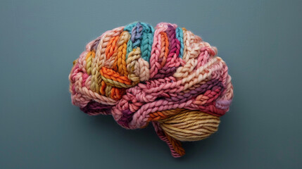 Abstract Representation of a Brain Assembled from Hand Threads for Conceptual Artwork