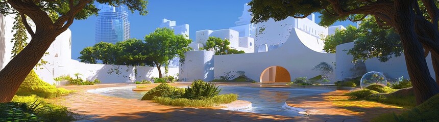 Holographic eco-planning solutions, futuristic city eco-solutions, augmented reality environmental design