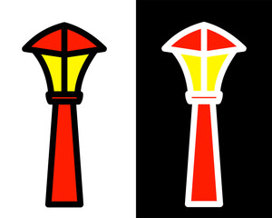 Illustration of street lamp with decorative details, enhancing the charm, vintage and ambiance of public parks and gardens in the city
