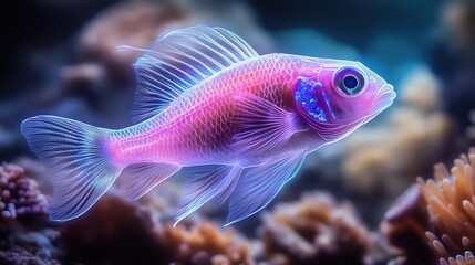 Fototapeta premium Vibrant Neon Fish in Coral Reef