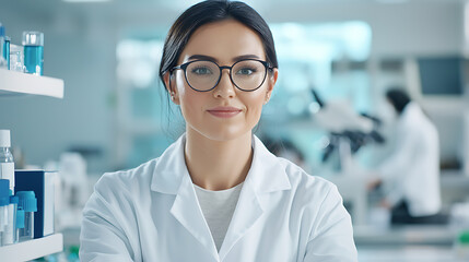 Fototapeta premium Empowering health insights a medical researcher's journey in a laboratory setting