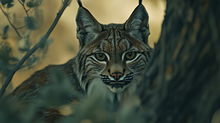 Fototapeta premium The Iberian lynx is a type of wild cat found in Jaén, Spain.
