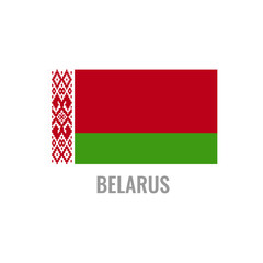 Belarus flag icon. The country sign. Rectangle shape. Isolated on a white background. Vector image.