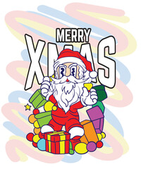 doodle pop art christmas background vector design