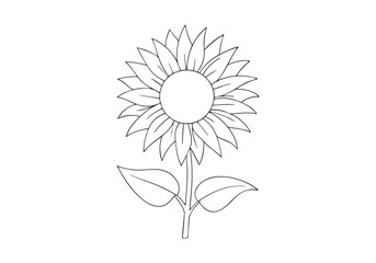 Elegant Continuous Line Art of a Sunflower with Detailed Petals and Stem, Perfect for Nature Lovers