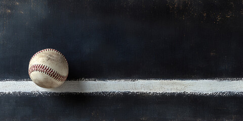 Baseball on Chalk Line of Pitcher's Mound