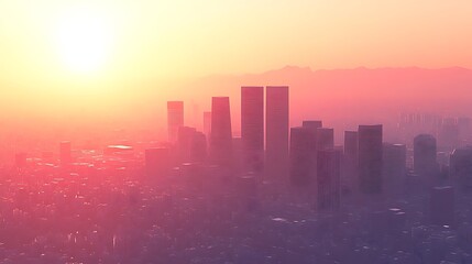 Fototapeta premium Cityscape at Sunset Abstract Gradient Background with Copy Space
