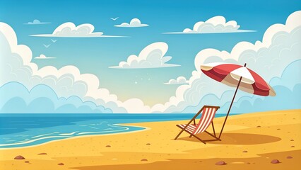 vector cartoon style background of sea shore
