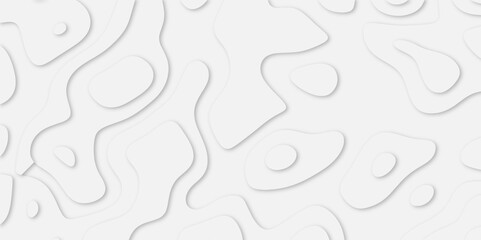 Abstract White paper cut background with lines. white line drawing geometric paper art design. 3d papercut decoration textured with wavy layers. 3d realistic design used for banner, posters. line maps