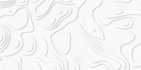 Abstract White paper cut background with lines. white line drawing geometric paper art design. 3d papercut decoration textured with wavy layers. 3d realistic design used for banner, posters. line maps