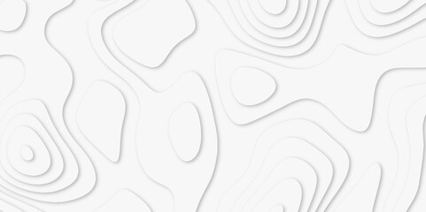 Abstract White paper cut background with lines. white line drawing geometric paper art design. 3d papercut decoration textured with wavy layers. 3d realistic design used for banner, posters. line maps