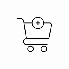 chopping cart plus add icon sign vector