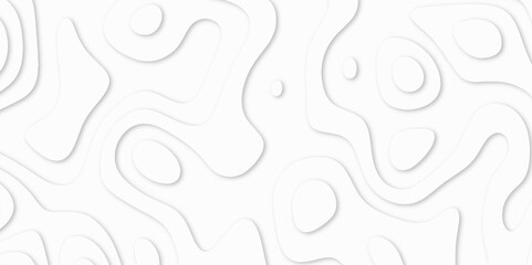 Abstract White paper cut background with lines. white line drawing geometric paper art design. 3d papercut decoration textured with wavy layers. 3d realistic design used for banner, posters. line maps