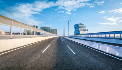 Viaduct road and cityscape in modern city