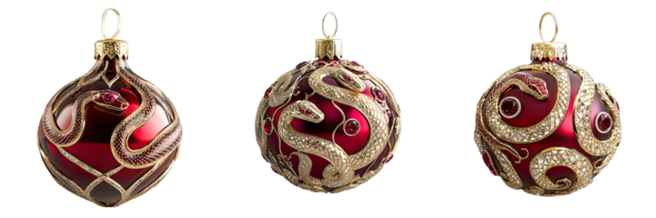 Rich red ornament with luxurious gold snake pattern