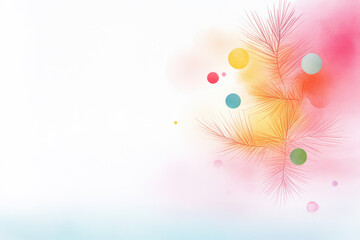 vibrant watercolor abstract background featuring colorful circles and pine leaves, perfect for festive designs and seasonal themes