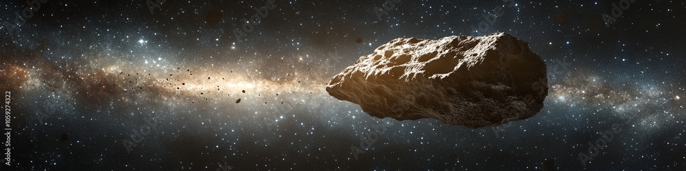 Canvas Prints a large rock is floating in space. the rock is surrounded by a lot of stars and dust