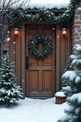 christmas decoration  in front of a house